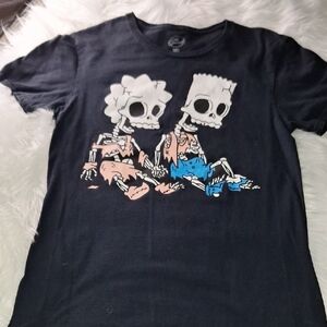 Black Graphic Tee with Skeleton Design